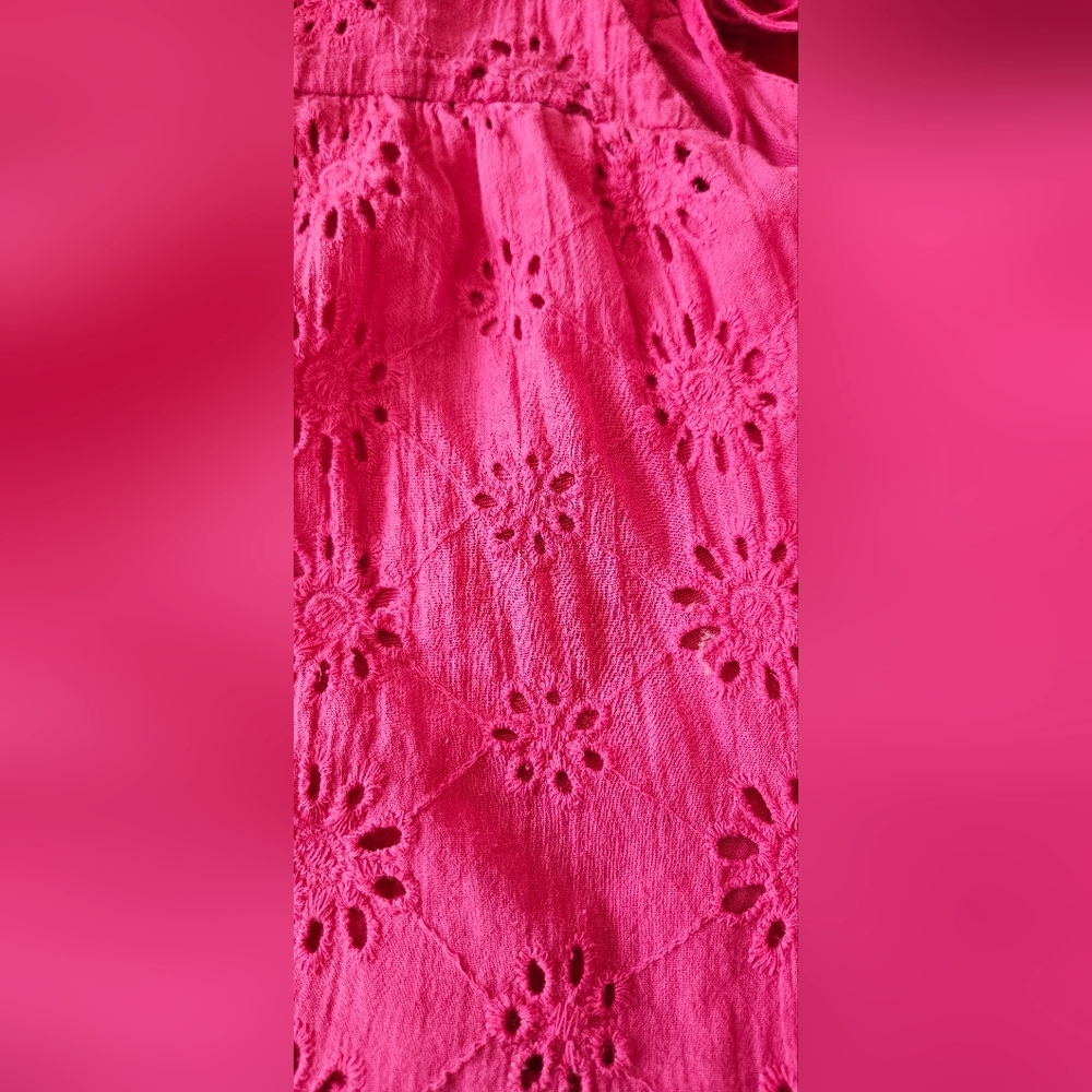 Altar'd State Pink Eyelet Tie Strap Mini Dress Women’s Large Boho - Picture 6 of 6